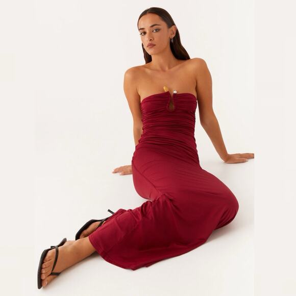 Peppermayo Dresses & Skirts - Peppermayo Exclusive Rudy Maxi Dress Maroon Size 4 Column Form-Fitting Gown